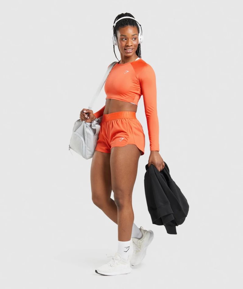 Women's Gymshark Training Long Sleeve Cropped Tops Orange | NZ 8ETYRA